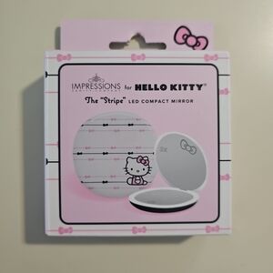 Impressions For Hello Kitty "The Stripe" Compact 3X Magnified Mirror NEW